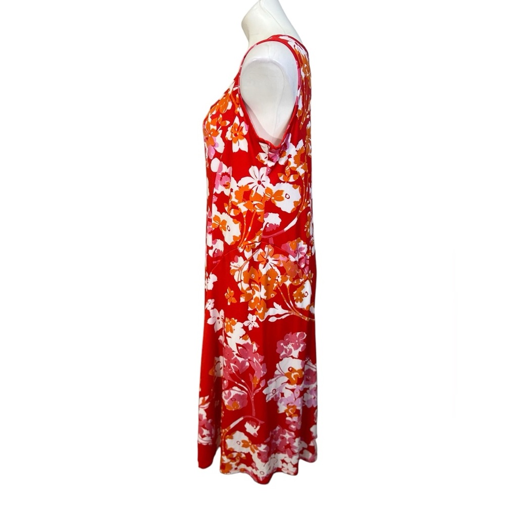 Susan Graver maxi dress LP orange multicolor Hawaiian floral print casual - Picture 5 of 7